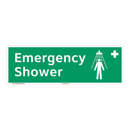 ANSI/ISO Compliant Emergency Shower Safety Signs Indoor/Outdoor Plastic (BJ) 15 X 5